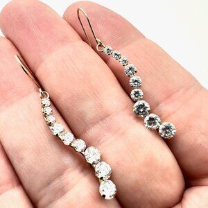 Womens Earrings 10K Yellow Gold Cubic Zirconia Chandelier Pierced